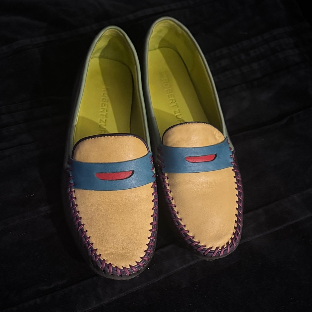 Robert Zur Blue and Tan Loafers